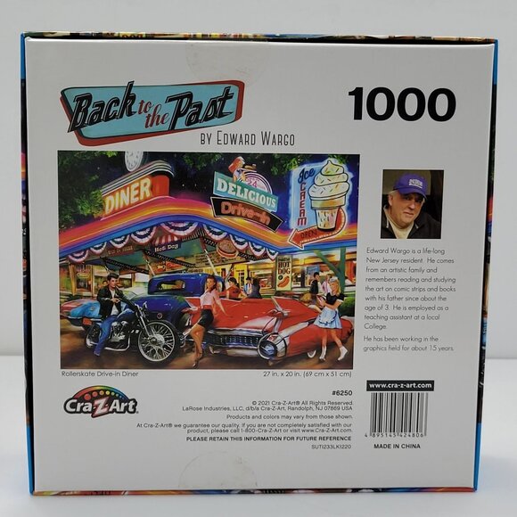 Cra-Z-Art Rollerskate Drive - In Dinner By Edward Wargo 1000 Piece Puzzles NIB - Picture 2 of 2